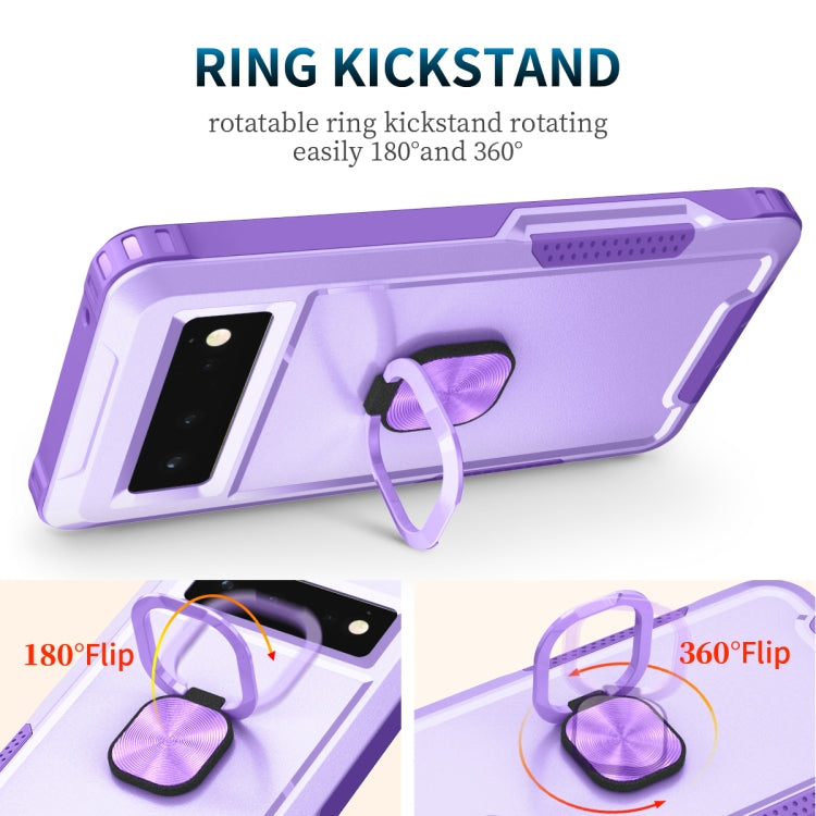 For Google Pixel 6 3 in 1 Ring Holder PC + TPU Phone Case