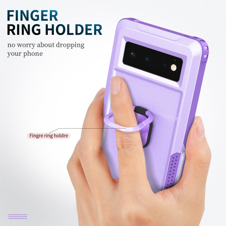 For Google Pixel 6 3 in 1 Ring Holder PC + TPU Phone Case