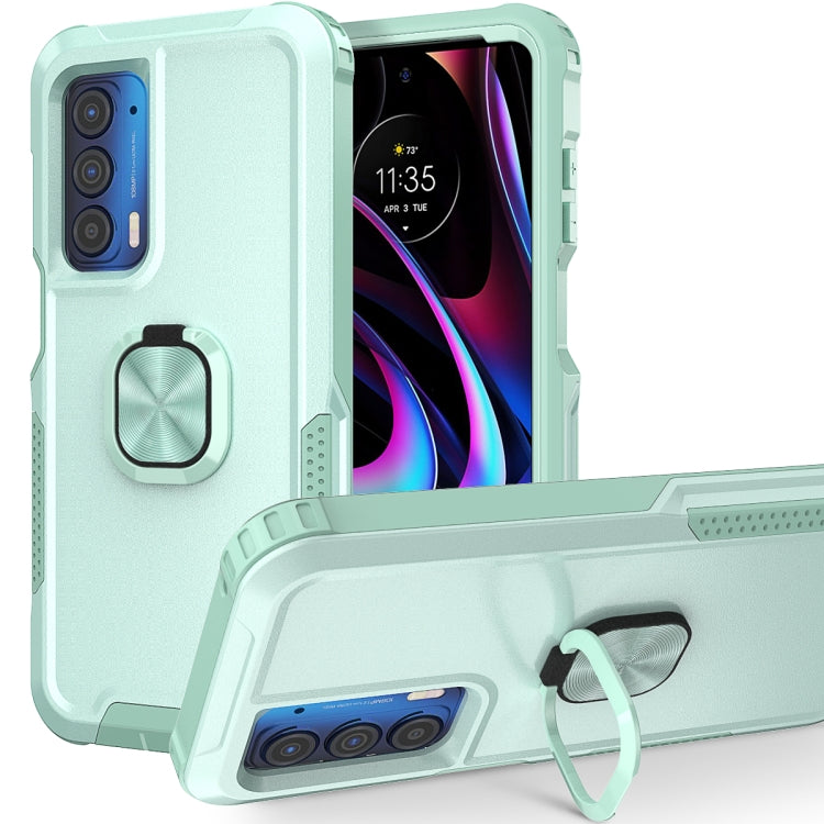 For Motorola Moto Edge 2021 3 in 1 Ring Holder PC + TPU Phone Case