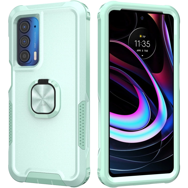 For Motorola Moto Edge 2021 3 in 1 Ring Holder PC + TPU Phone Case