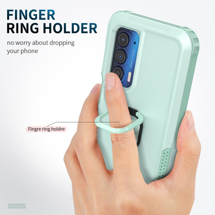 For Motorola Moto Edge 2021 3 in 1 Ring Holder PC + TPU Phone Case