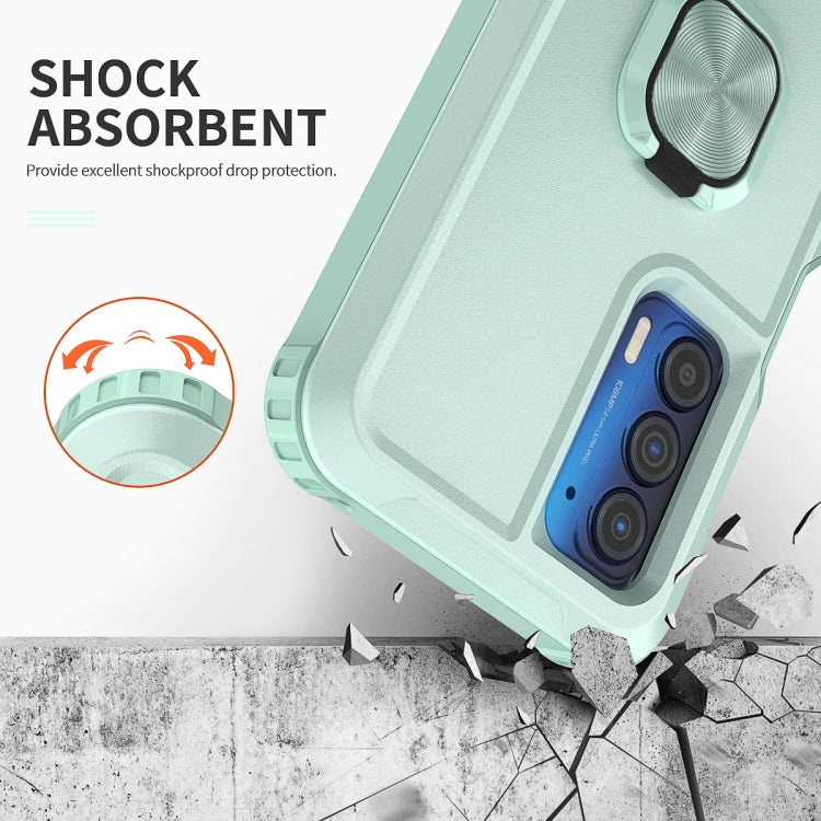 For Motorola Moto Edge 2021 3 in 1 Ring Holder PC + TPU Phone Case