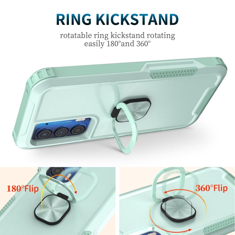 For Motorola Moto Edge 2021 3 in 1 Ring Holder PC + TPU Phone Case