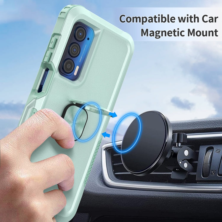 For Motorola Moto Edge 2021 3 in 1 Ring Holder PC + TPU Phone Case