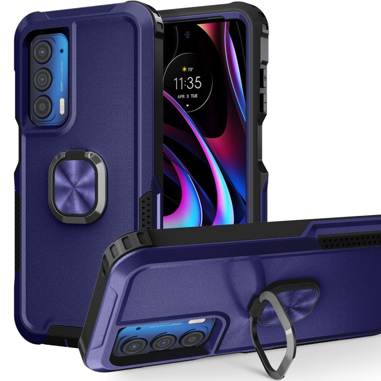 For Motorola Moto Edge 2021 3 in 1 Ring Holder PC + TPU Phone Case