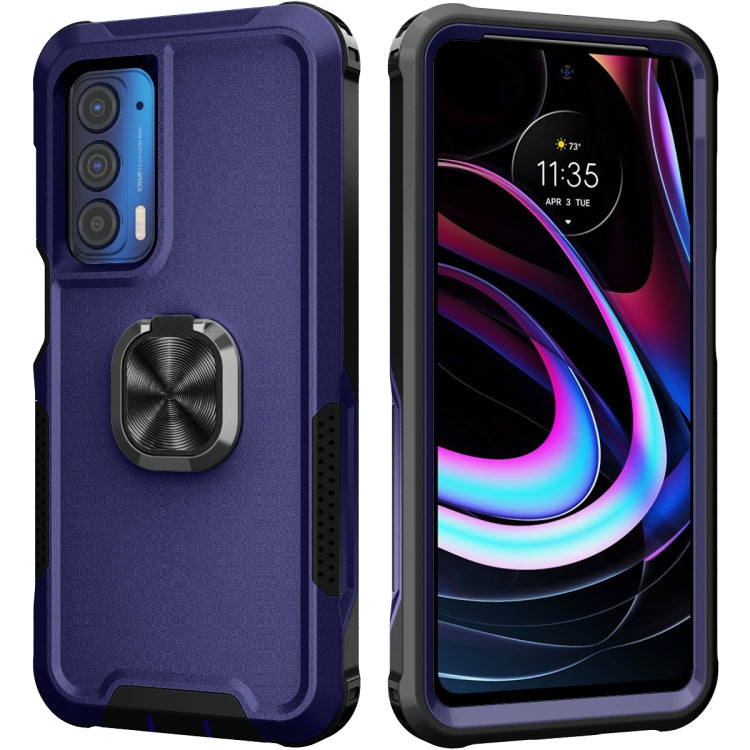 For Motorola Moto Edge 2021 3 in 1 Ring Holder PC + TPU Phone Case