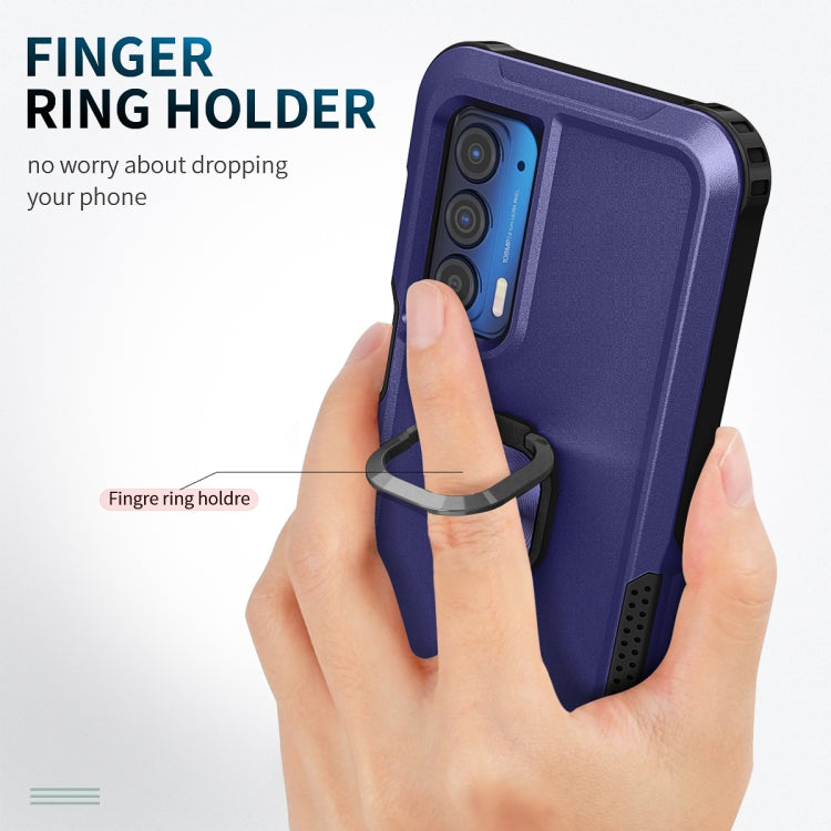 For Motorola Moto Edge 2021 3 in 1 Ring Holder PC + TPU Phone Case