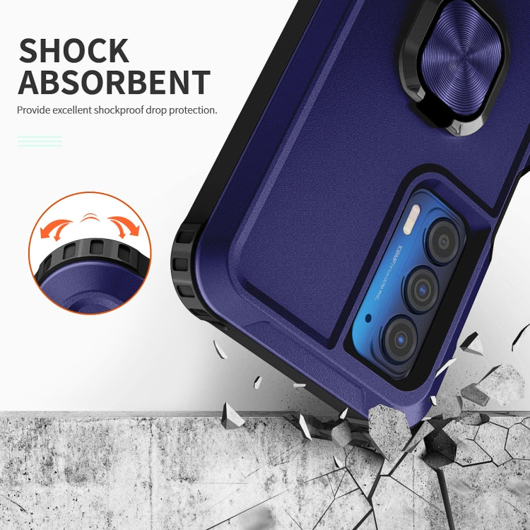 For Motorola Moto Edge 2021 3 in 1 Ring Holder PC + TPU Phone Case