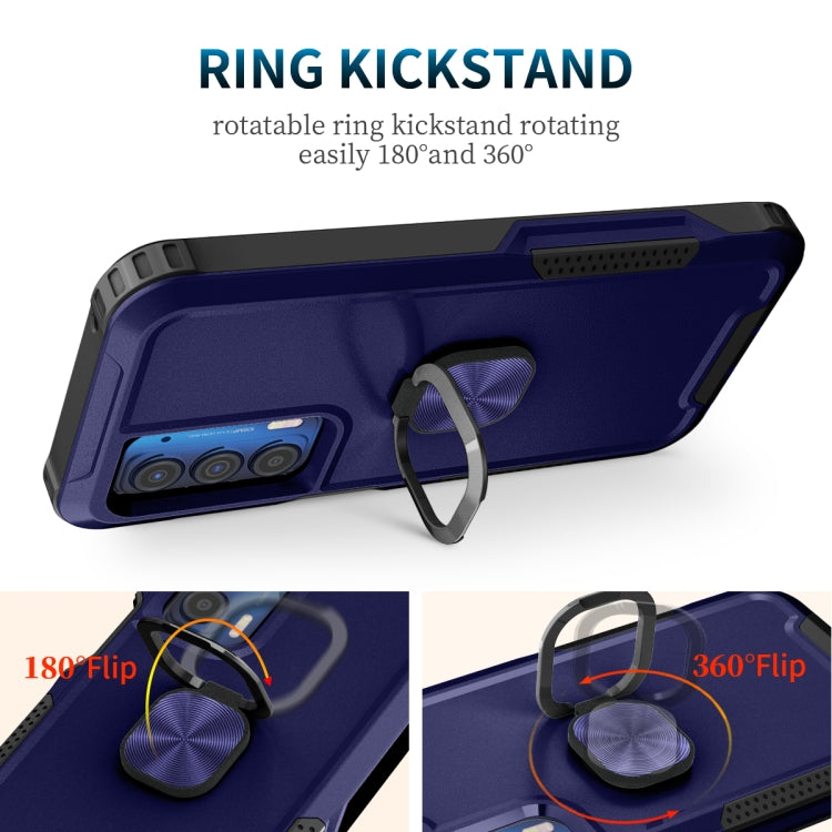 For Motorola Moto Edge 2021 3 in 1 Ring Holder PC + TPU Phone Case