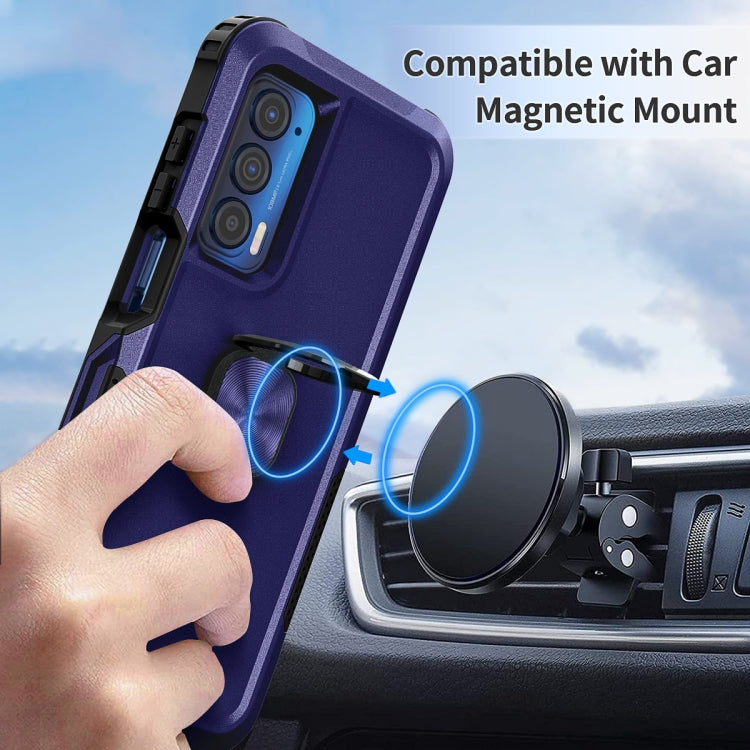 For Motorola Moto Edge 2021 3 in 1 Ring Holder PC + TPU Phone Case