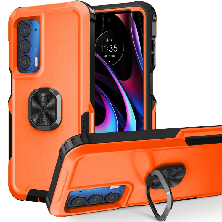 For Motorola Moto Edge 2021 3 in 1 Ring Holder PC + TPU Phone Case