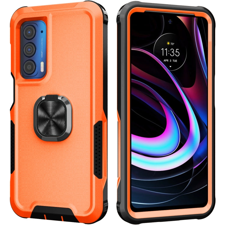 For Motorola Moto Edge 2021 3 in 1 Ring Holder PC + TPU Phone Case