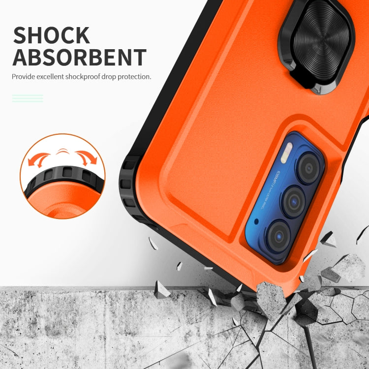 For Motorola Moto Edge 2021 3 in 1 Ring Holder PC + TPU Phone Case