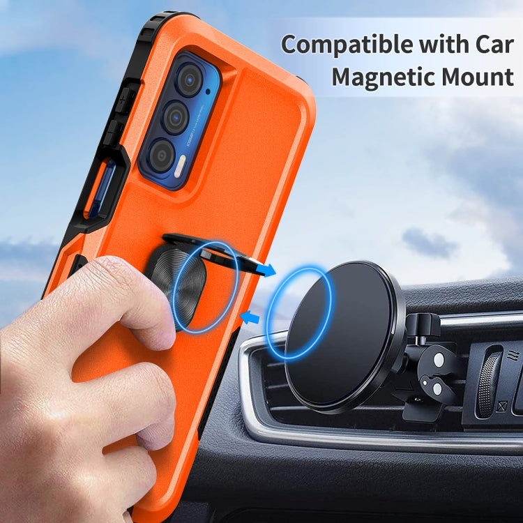 For Motorola Moto Edge 2021 3 in 1 Ring Holder PC + TPU Phone Case