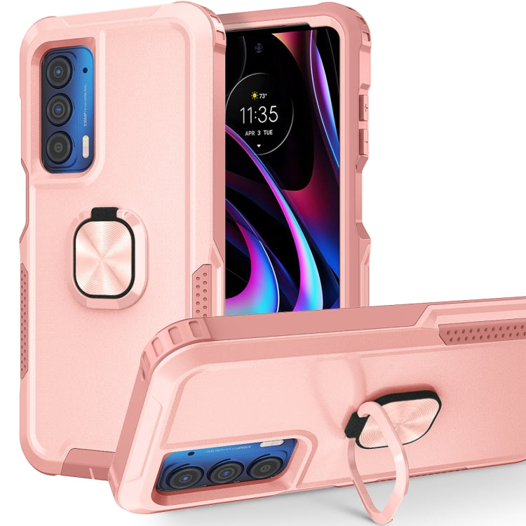 For Motorola Moto Edge 2021 3 in 1 Ring Holder PC + TPU Phone Case
