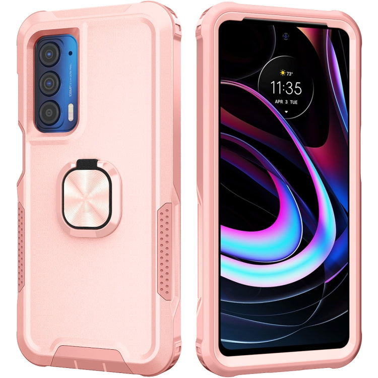 For Motorola Moto Edge 2021 3 in 1 Ring Holder PC + TPU Phone Case