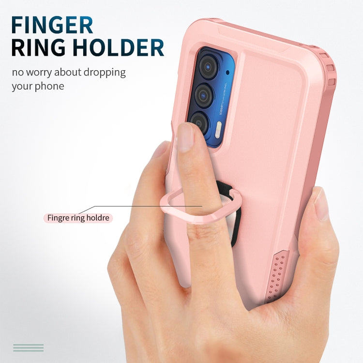 For Motorola Moto Edge 2021 3 in 1 Ring Holder PC + TPU Phone Case