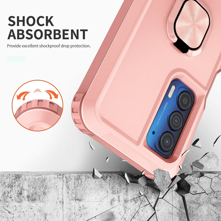 For Motorola Moto Edge 2021 3 in 1 Ring Holder PC + TPU Phone Case