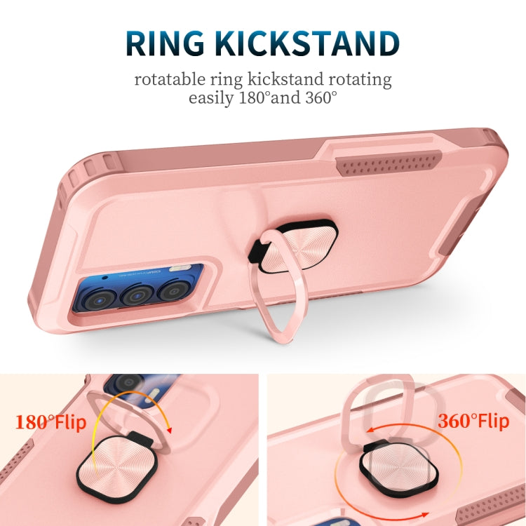 For Motorola Moto Edge 2021 3 in 1 Ring Holder PC + TPU Phone Case
