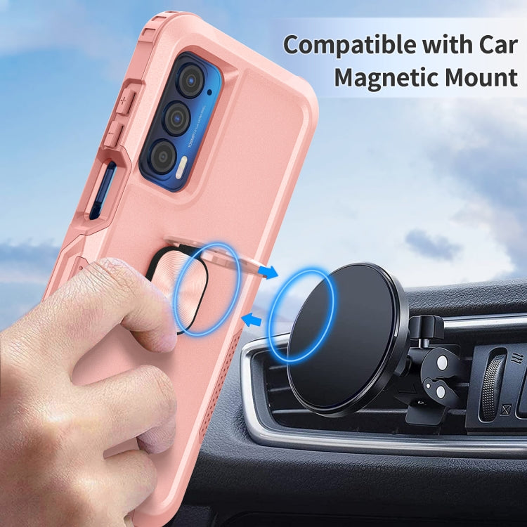 For Motorola Moto Edge 2021 3 in 1 Ring Holder PC + TPU Phone Case