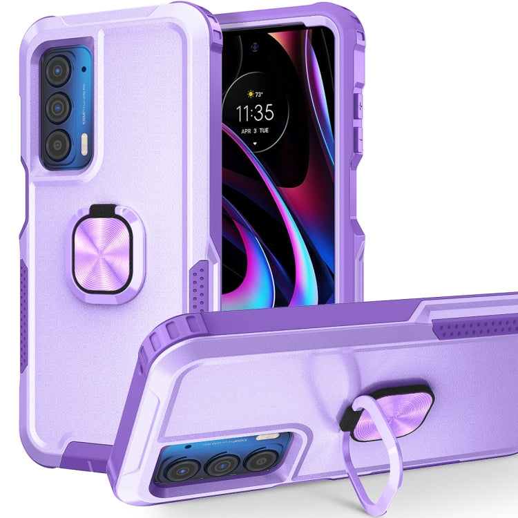 For Motorola Moto Edge 2021 3 in 1 Ring Holder PC + TPU Phone Case