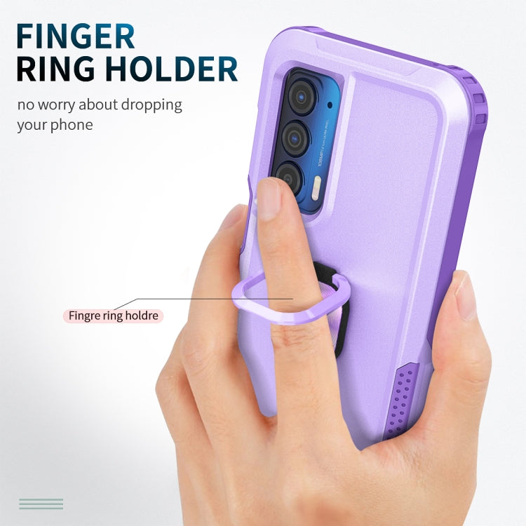 For Motorola Moto Edge 2021 3 in 1 Ring Holder PC + TPU Phone Case
