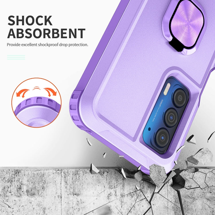For Motorola Moto Edge 2021 3 in 1 Ring Holder PC + TPU Phone Case