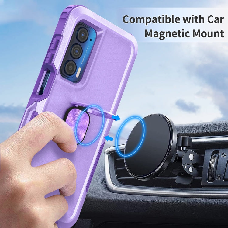 For Motorola Moto Edge 2021 3 in 1 Ring Holder PC + TPU Phone Case