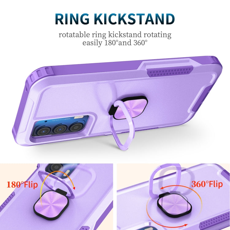 For Motorola Moto Edge 2021 3 in 1 Ring Holder PC + TPU Phone Case