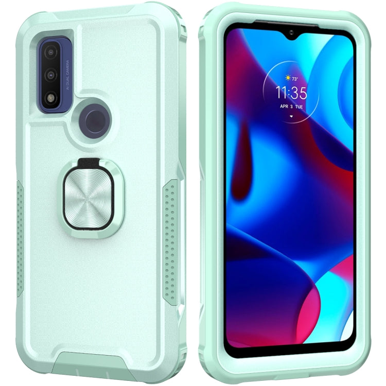For Motorola Moto G Pure 3 in 1 Ring Holder PC + TPU Phone Case