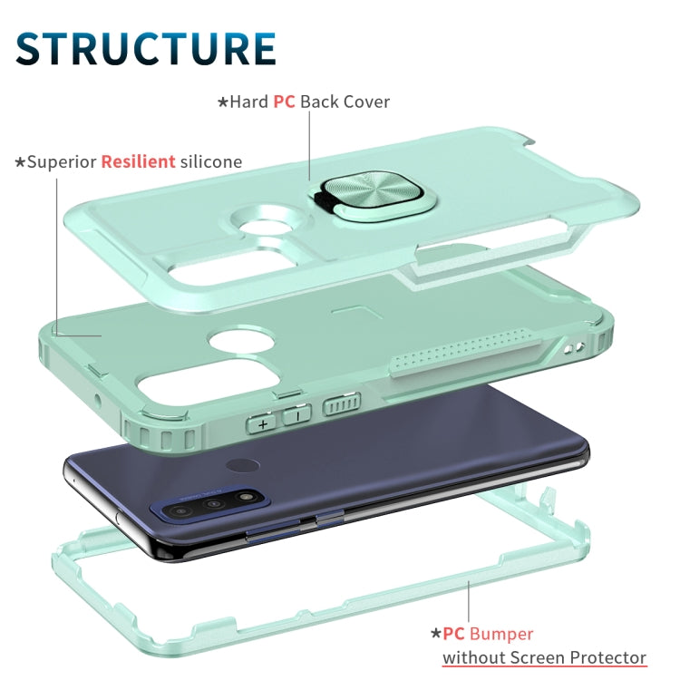 For Motorola Moto G Pure 3 in 1 Ring Holder PC + TPU Phone Case