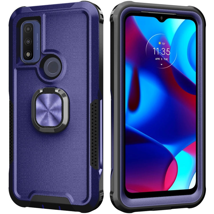 For Motorola Moto G Pure 3 in 1 Ring Holder PC + TPU Phone Case