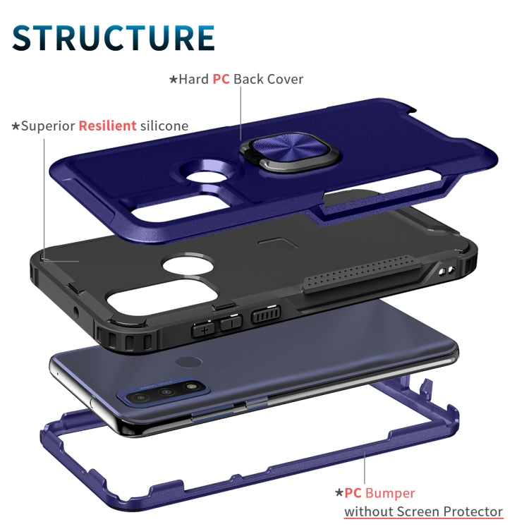 For Motorola Moto G Pure 3 in 1 Ring Holder PC + TPU Phone Case
