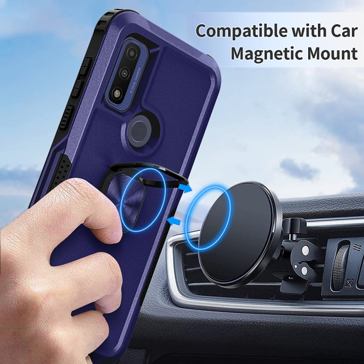 For Motorola Moto G Pure 3 in 1 Ring Holder PC + TPU Phone Case