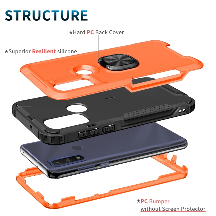 For Motorola Moto G Pure 3 in 1 Ring Holder PC + TPU Phone Case