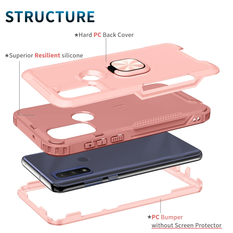 For Motorola Moto G Pure 3 in 1 Ring Holder PC + TPU Phone Case