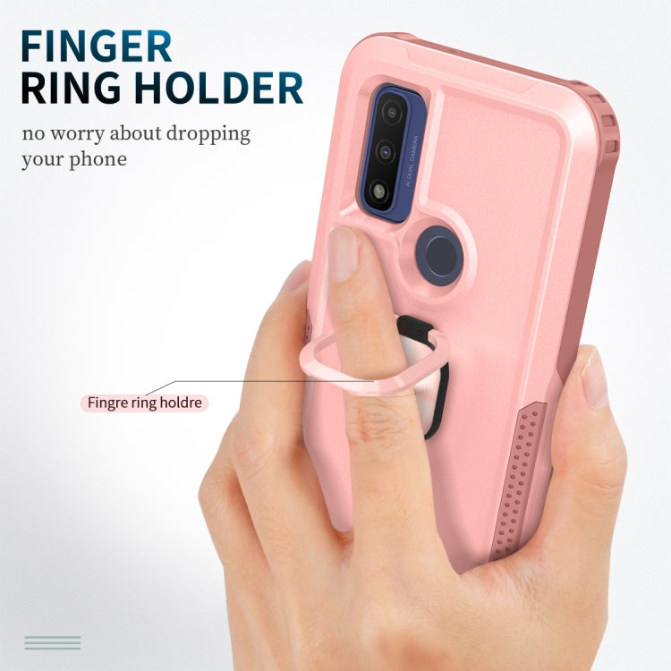 For Motorola Moto G Pure 3 in 1 Ring Holder PC + TPU Phone Case