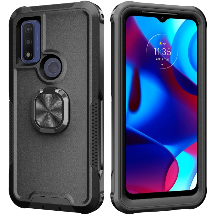 For Motorola Moto G Pure 3 in 1 Ring Holder PC + TPU Phone Case