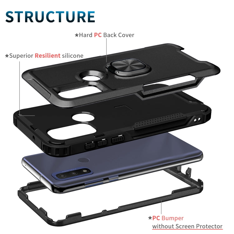 For Motorola Moto G Pure 3 in 1 Ring Holder PC + TPU Phone Case