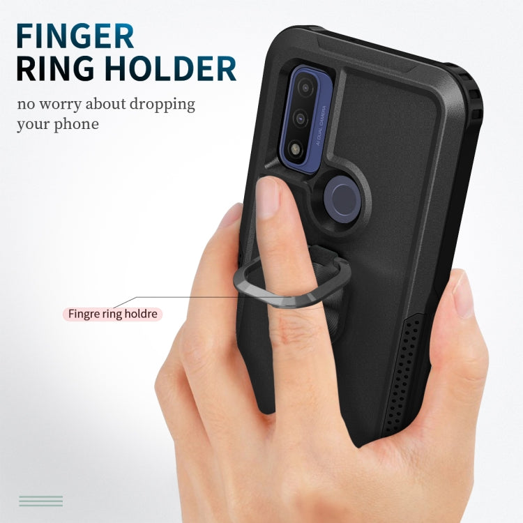 For Motorola Moto G Pure 3 in 1 Ring Holder PC + TPU Phone Case