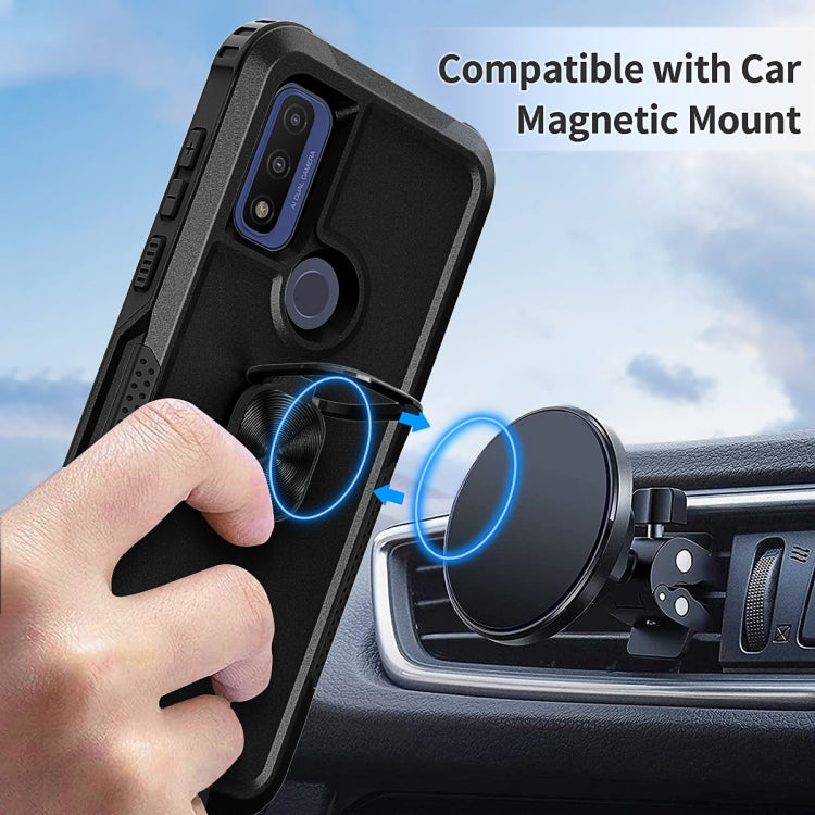 For Motorola Moto G Pure 3 in 1 Ring Holder PC + TPU Phone Case