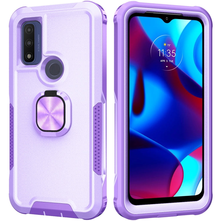 For Motorola Moto G Pure 3 in 1 Ring Holder PC + TPU Phone Case