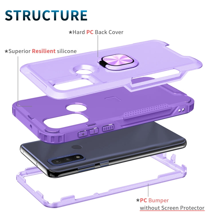 For Motorola Moto G Pure 3 in 1 Ring Holder PC + TPU Phone Case