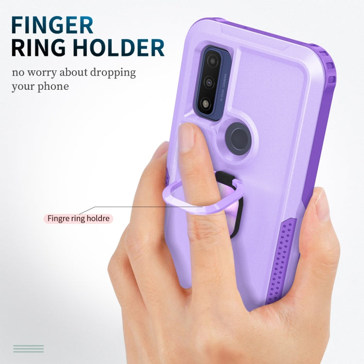 For Motorola Moto G Pure 3 in 1 Ring Holder PC + TPU Phone Case