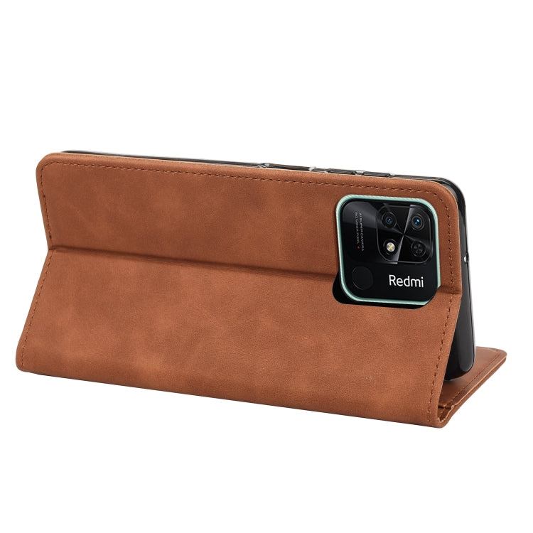 For Xiaomi Redmi 10C Skin Feel Splicing Leather Phone Case