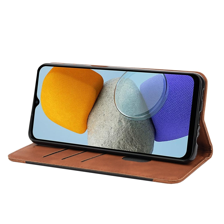 For Samsung Galaxy M23 5G Skin Feel Splicing Leather Phone Case