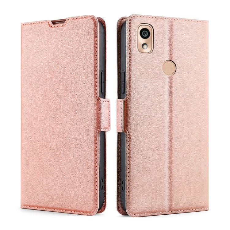 For Kyocera KY-51B Ultra-thin Voltage Side Buckle PU + TPU Leather Phone Case