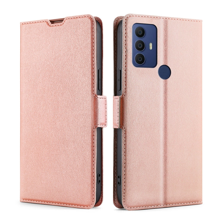 For TCL 305 / 30 SE / 306 & Sharp Aquos V6 / V6 Plus Ultra-thin Voltage Side Buckle PU + TPU Leather Phone Case