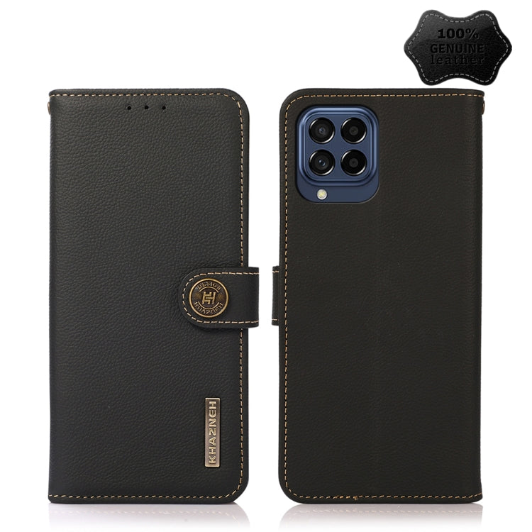 For Samsung Galaxy M53 5G KHAZNEH Custer Genuine Leather RFID Phone Case
