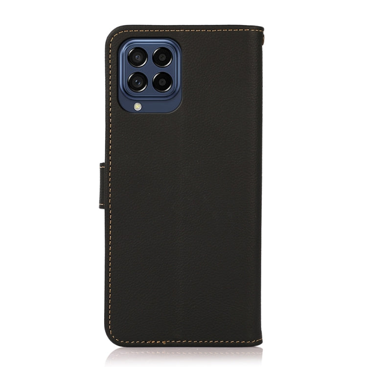 For Samsung Galaxy M53 5G KHAZNEH Custer Genuine Leather RFID Phone Case